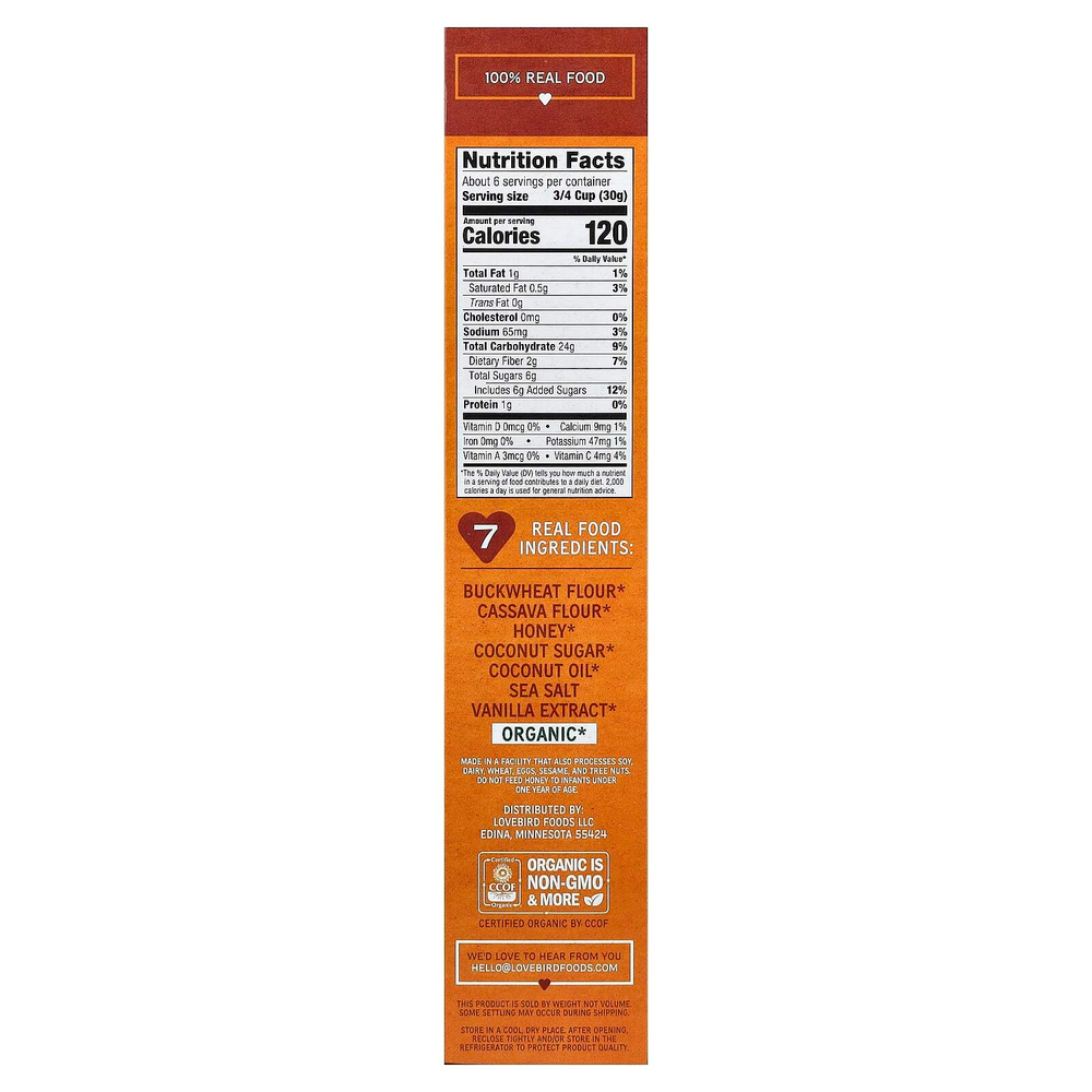 Lovebird, органические беззерновые хлопья, мед, 198 г (7 унций)