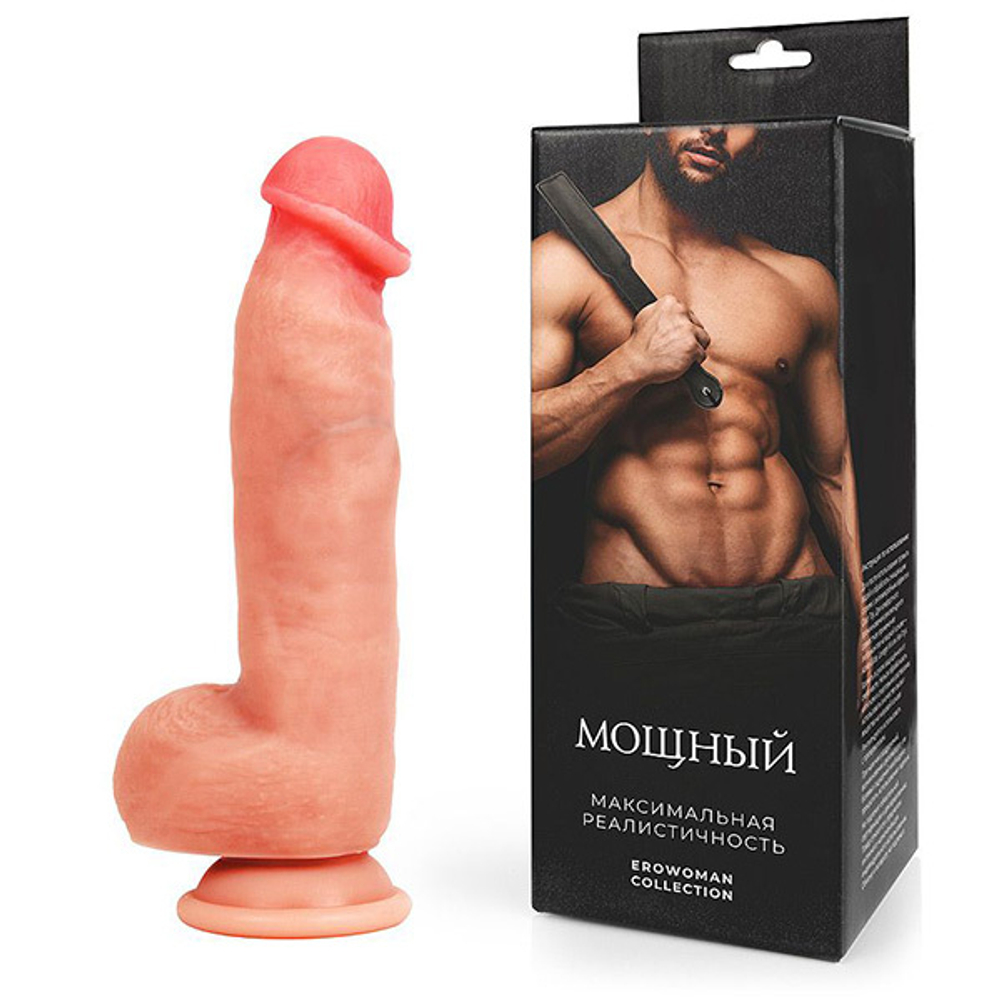 Телесный фаллоимитатор Мощный на присоске 17см Bior Toys Erowoman ER-30081