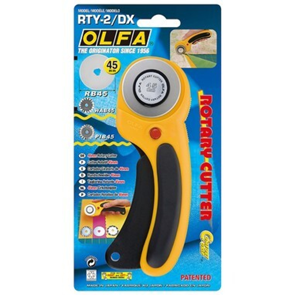 НОЖ OLFA С КРУГОВЫМ ЛЕЗВИЕМ С ПИСТОЛЕТНОЙ РУКОЯТКОЙ ФИКСАТОР 45ММ OL-RTY-2/DX
