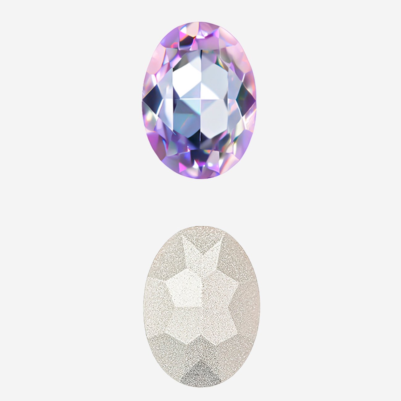 Кристалл Овал (Oval Fancy Stone), оттенок "Северное Сияние в Дымке"/"Misty Aurora", 14*10мм