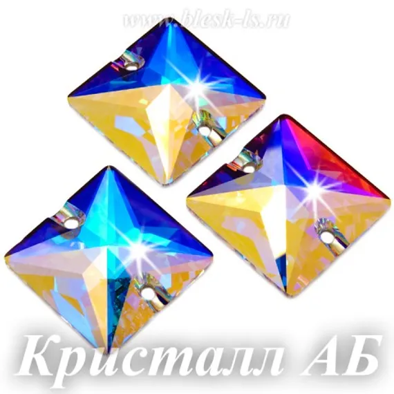 Пришивной квадрат Solvo с 2 отверстиями, Кристалл АБ