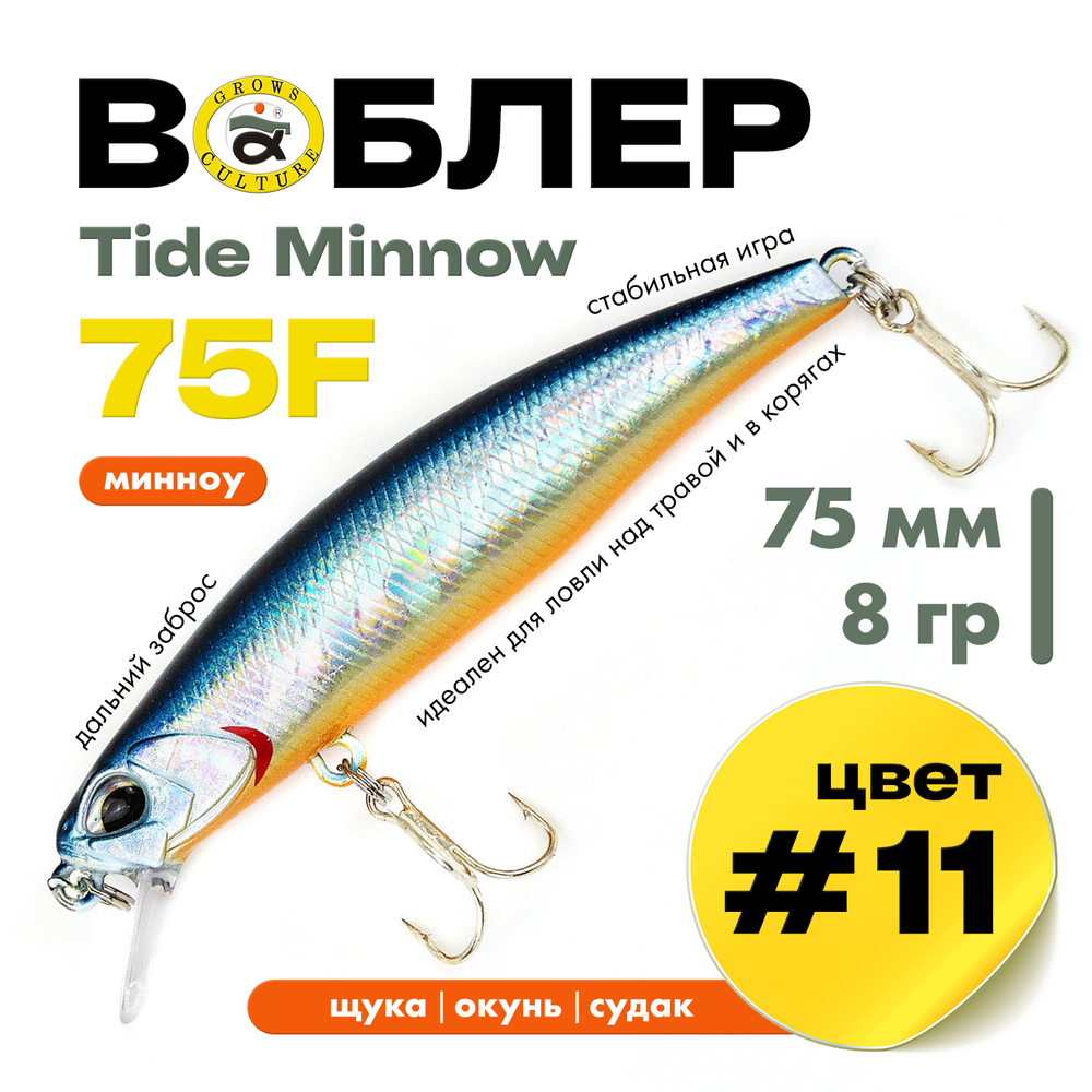 Воблер Grows Culture Tide Minnow 75F (75мм, 8гр)