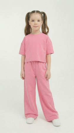 Костюм футболка с брюками палаццо "Розовый" 7+