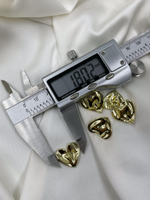 Пуговицы золотистые (лимонное золото) в форме сердца эффект мятым металл