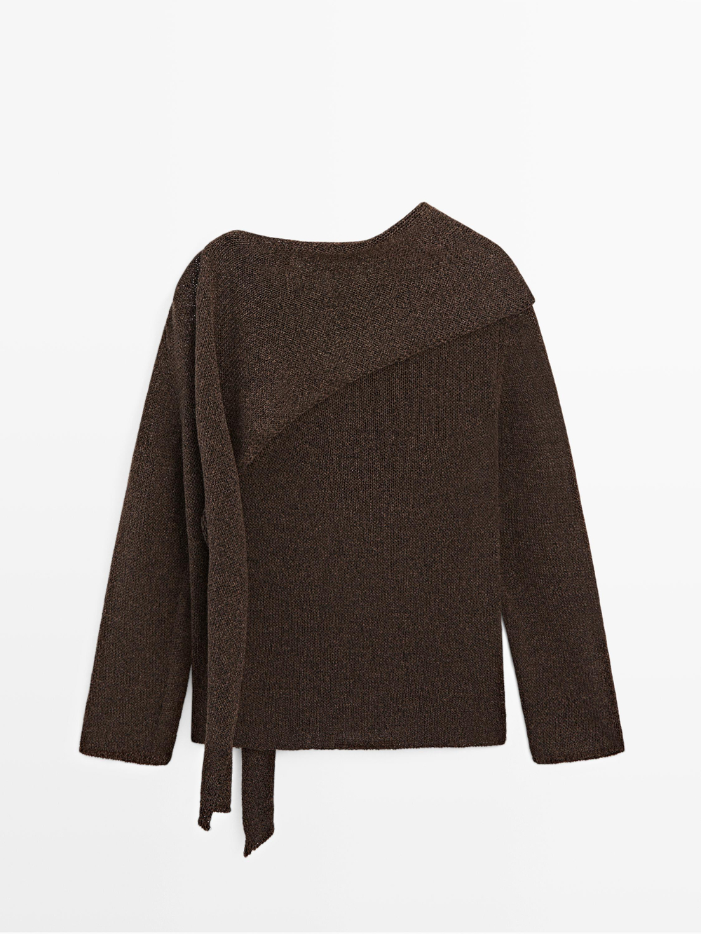 Massimo Dutti Свитер-накидка из смесового хлопка, шоколадный