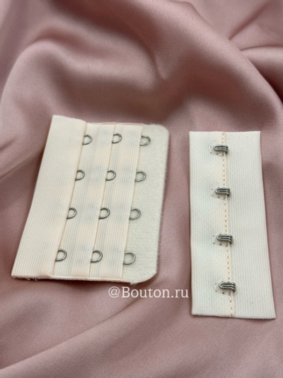 Застежка для бюстгальтера светло-бежевая 4 ряда 12 петель 4 крючка 5х7,5 см