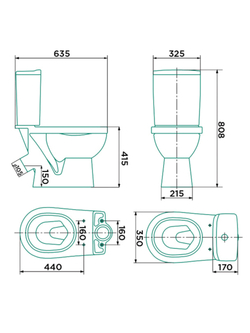 Бачок унитаза Gesso W106 Вента Home De Luxe (160 мм)