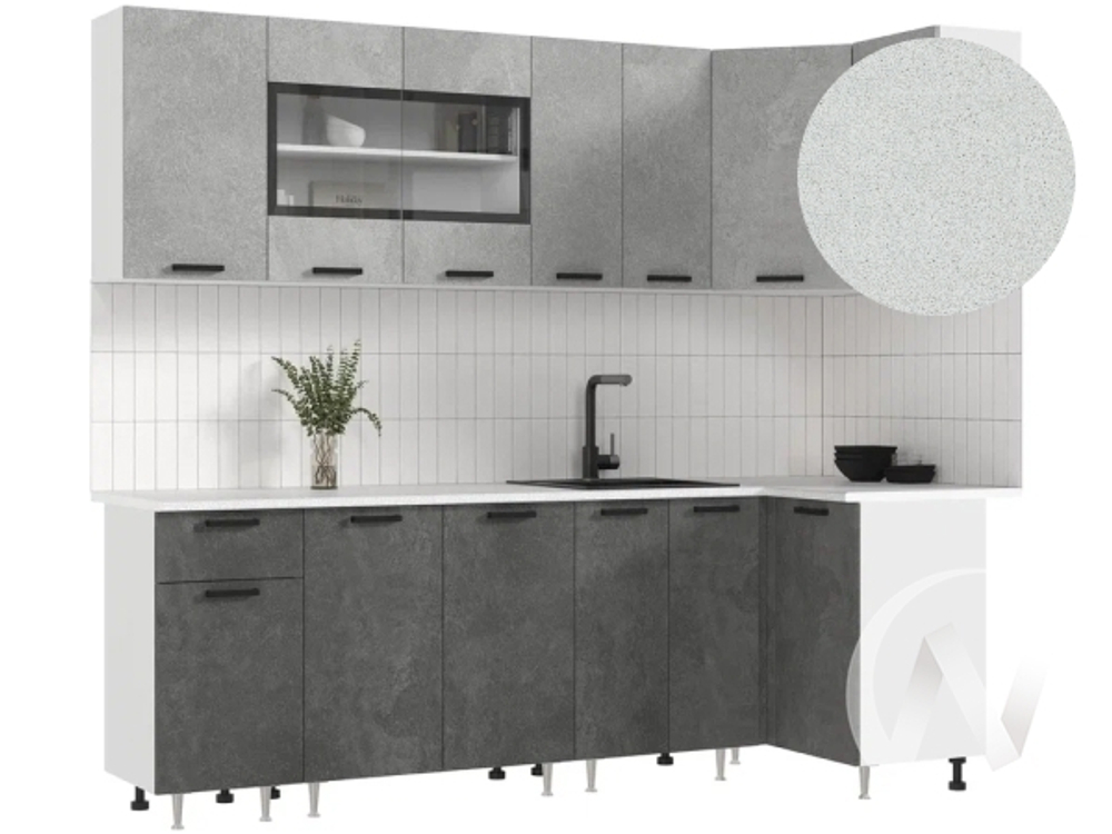 Кухня Рио NEW ЛДСП 2;4х1;0м (белый/бетон светлый; бетон темный/антарес)