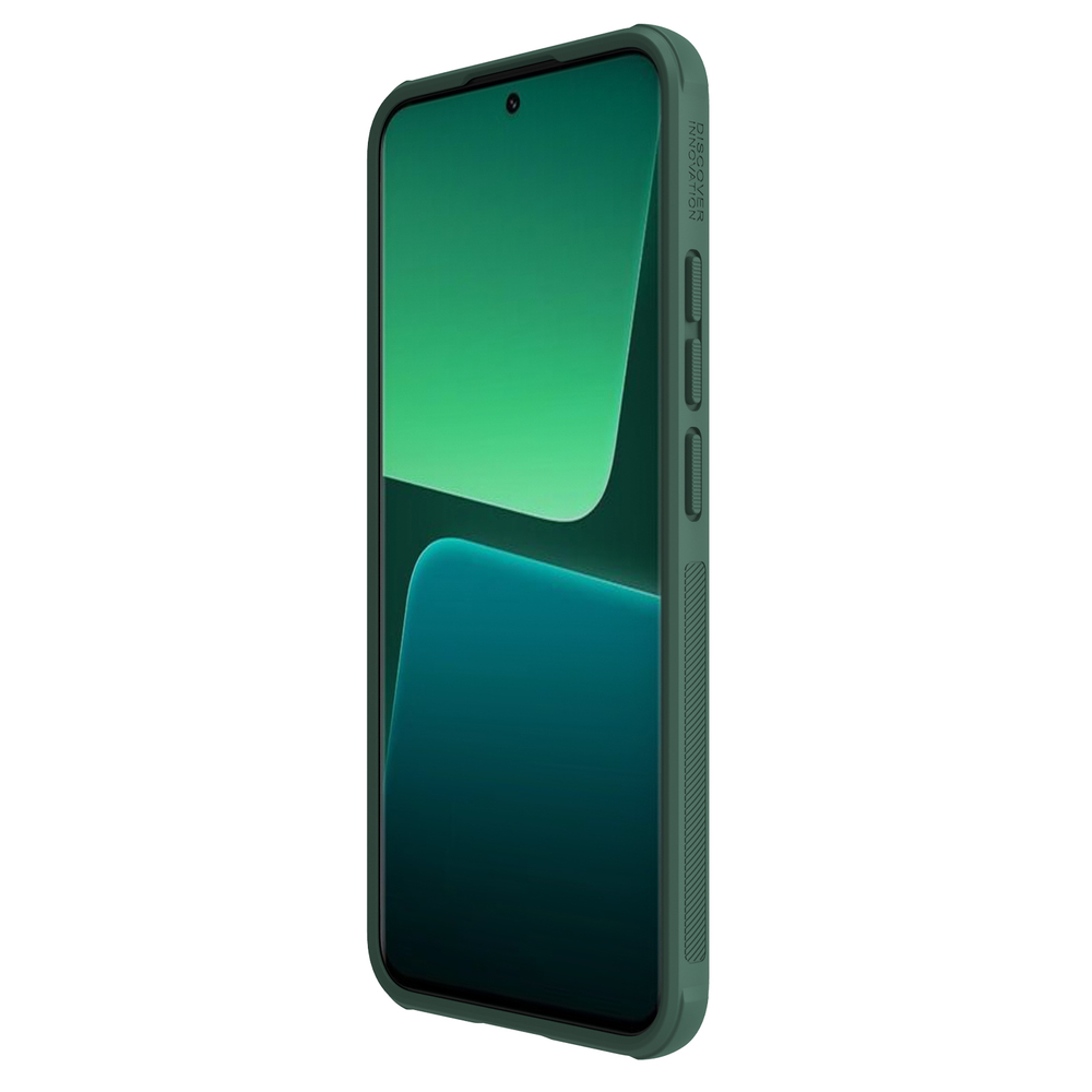 Чехол усиленный зеленого цвета (Deep Green) от Nillkin c поддержкой беспроводной зарядки для Xiaomi 13 Pro, серия Super Frosted Shield Pro Magnetic