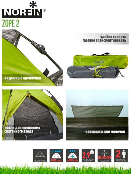 Палатка автоматическая 2-х местная Norfin ZOPE 2 NF