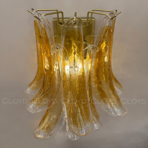 Бра Cloyd AZORES-C W2 / выс. 42 см - латунь светл. - янтарное стекло (арт.20472)