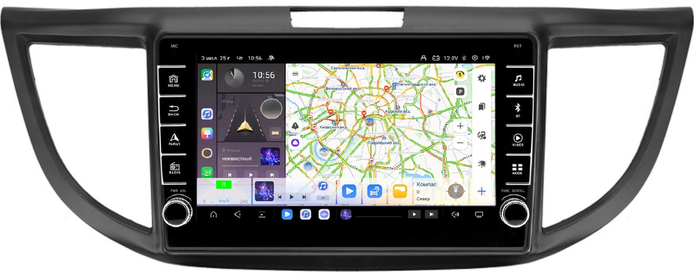 Магнитола для Honda CR-V 4 2012-2016 (большая рамка 9) - Carmedia SF-9641-2 (кнопки и крутилки) Android 13, TS20, 6+128Гб, CarPlay, 4G SIM-слот