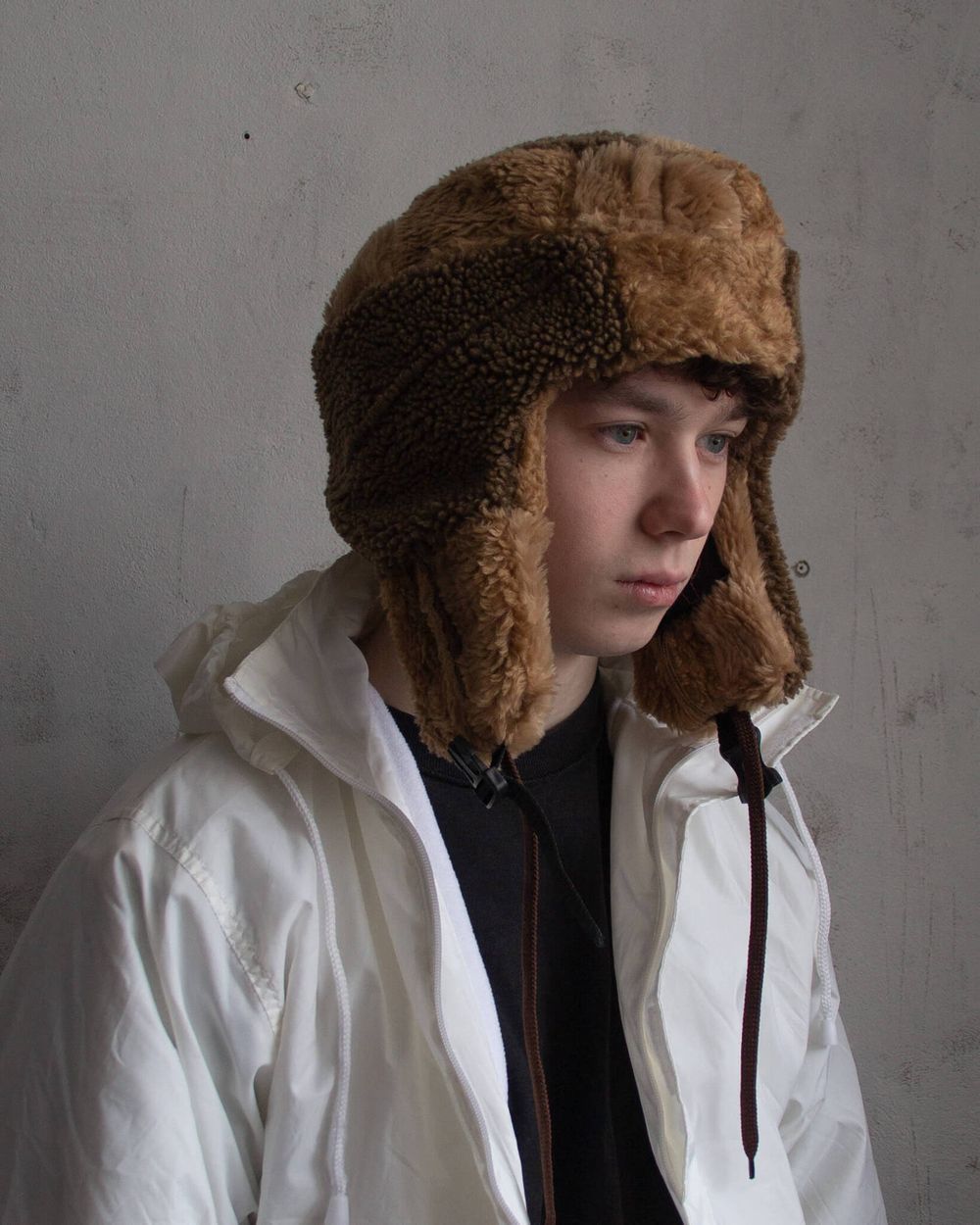 Шапка-ушанка Fuzzz Patchwork Flaps Светло-Коричневая