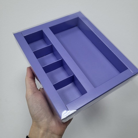 Коробка на 4 конфеты + шоколад Лаванда ПРЕМИУМ