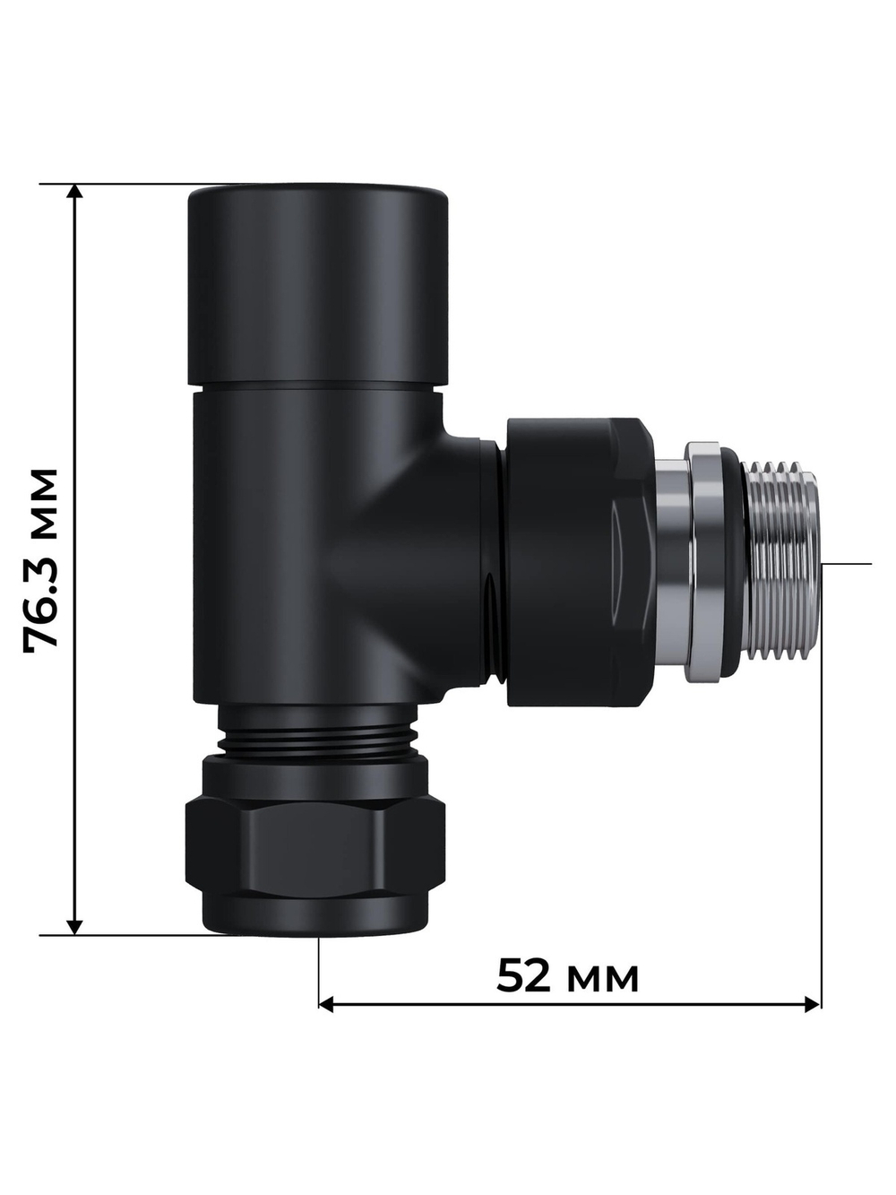 Набор термостатический трехосевой Royal Thermo Design Pro 15мм М30х1,5 (Черный)