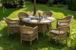 "Эспрессо-150 S" обеденная группа плетеная, цвет соломенный