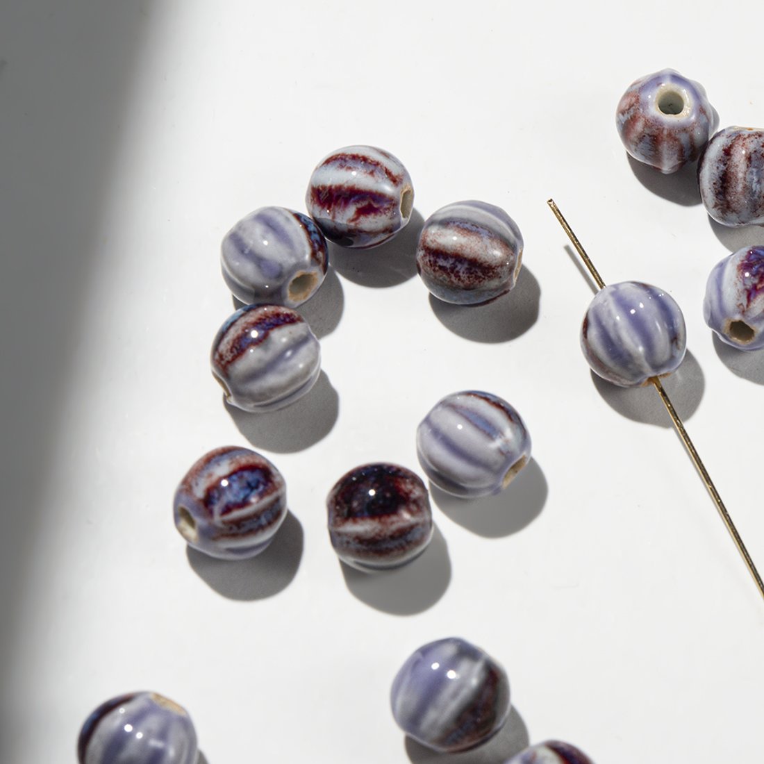 Бусина в форме "Бутон", 11мм, фиолетовая, глазурированный фарфор