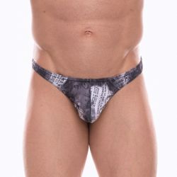 Мужские трусы тонги темно-серые с принтом Don Moris DM072281