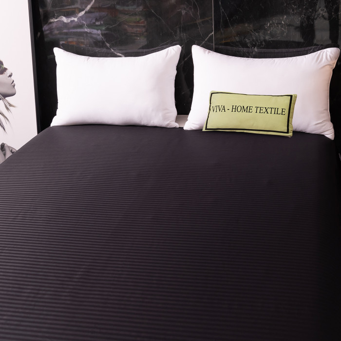 Простынь Страйп Сатин Однотонный 100% хлопок «Шоколадный блеск»