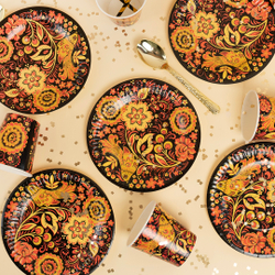 Тарелки (7''/18 см) Хохлома 6 шт