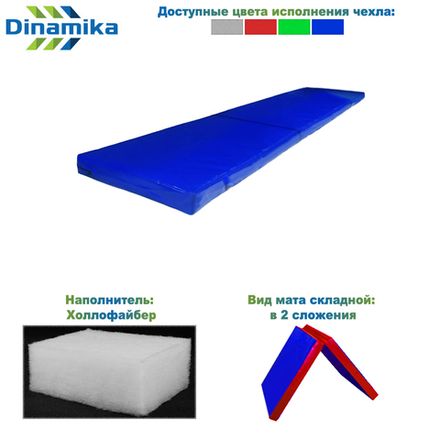 Мат гимнастический 2000х500х100 тент складной в 2 сложения (холлослеп/холлофайбер)