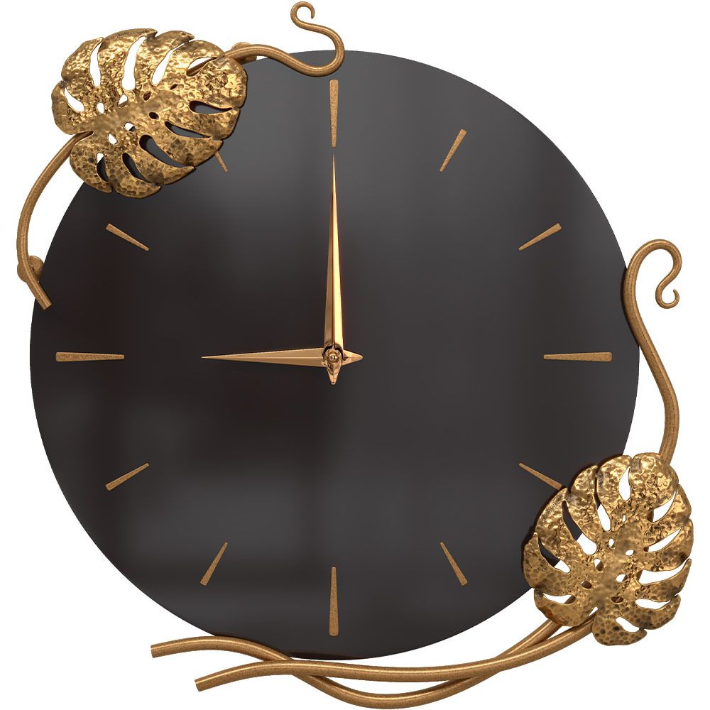 Часы настенные Monstera Deliciosa (Монстера) Колор Терпкий коричневый Амбер