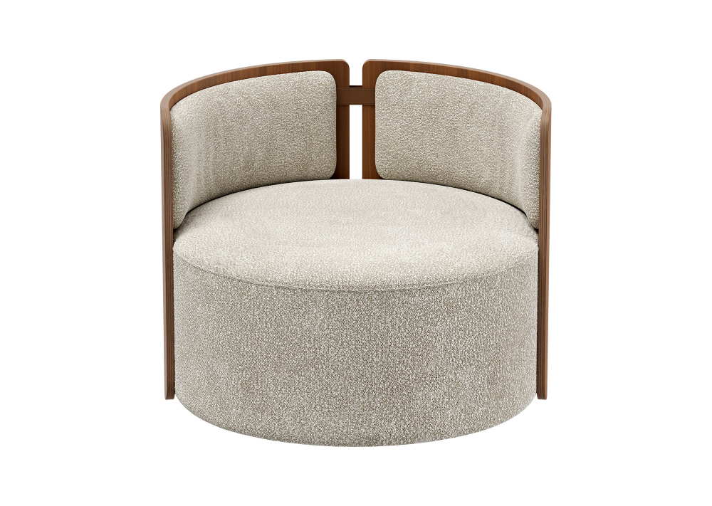 Кресло крутящееся Lagom 800 (молочный букле, орех)