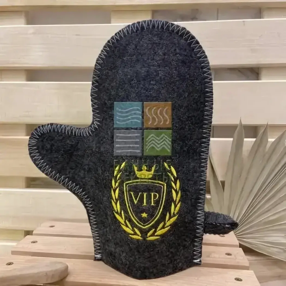 Варежка банная с вышивкой «VIP», цвет серый, без упаковки