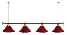 Лампа STARTBILLIARDS 4 пл. (плафоны зеленые,штанга золотая,фурнитура золото)