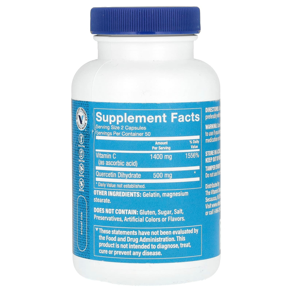 The Vitamin Shoppe, Quercetin + C, без цитрусовых, 100 капсул
