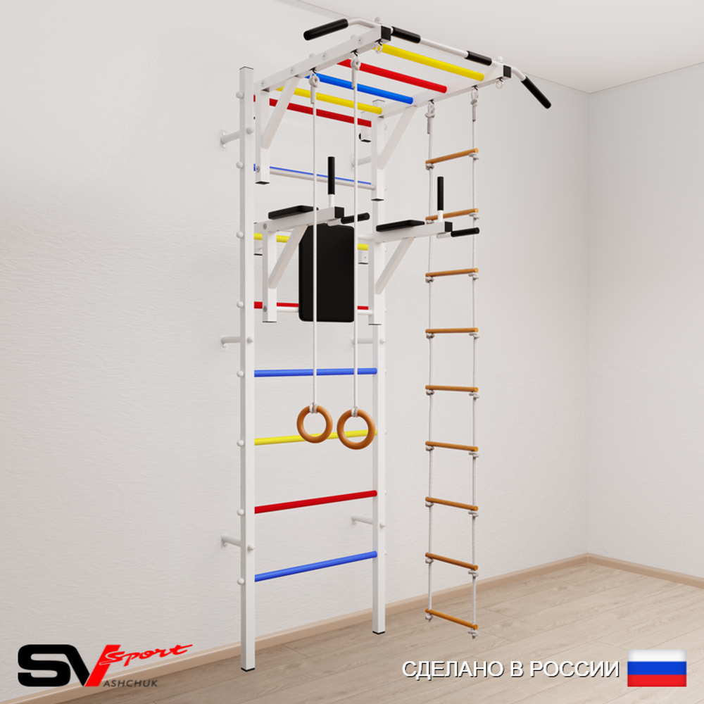 Шведская стенка Sv Sport усиленная 648 (Турник рукоход/Брусья/Кольца/Лестница)