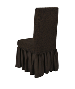 Чехол на стул с оборкой Жаккард, цвет Кофе, Набор 2 шт.