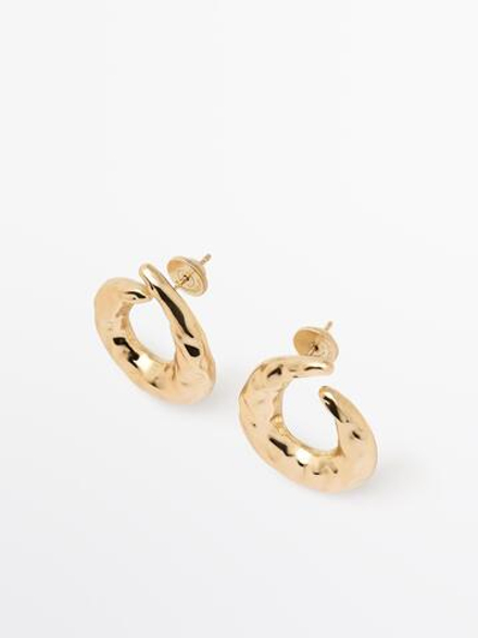 Massimo Dutti Рельефные серьги-кольца, золотистый