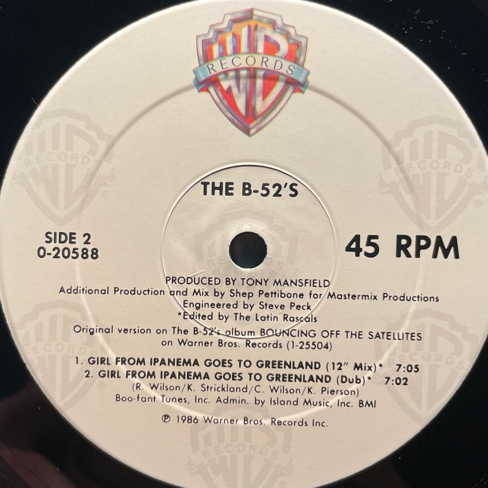The B-52's ‎– Girl From Ipanema Goes To Greenland (США 1986г.) 12", 45 RPM