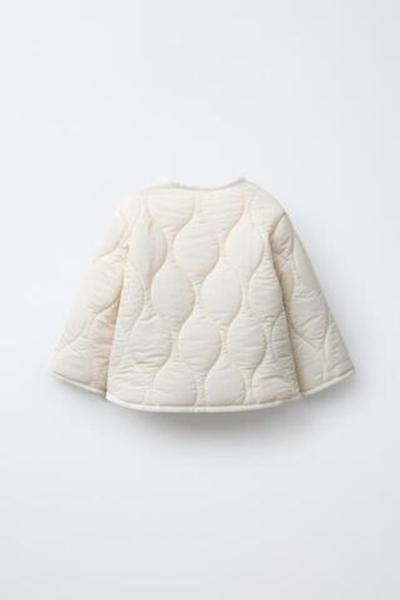 ZARA СТЕГАНАЯ КУРТКА WATER REPELLENT, ЭКРЮ