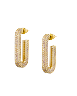 Серьги-овал в камнях, золото