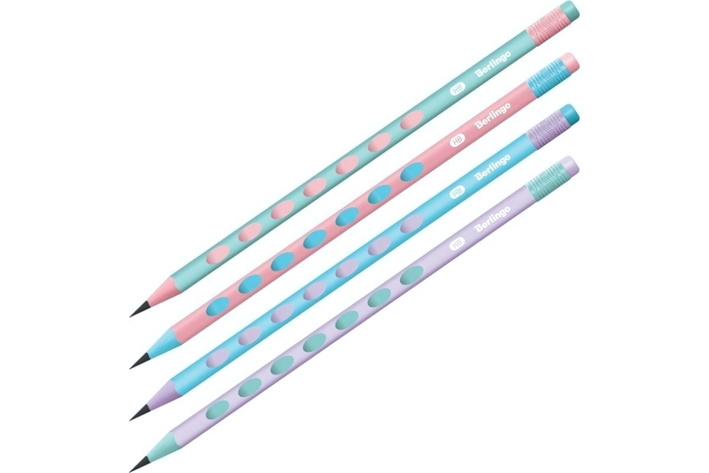 Карандаш ч/г Berlingo "Haze" HB, пластиковый, трехгранный, с выемками, заточен., с ластиком, PET-бок
