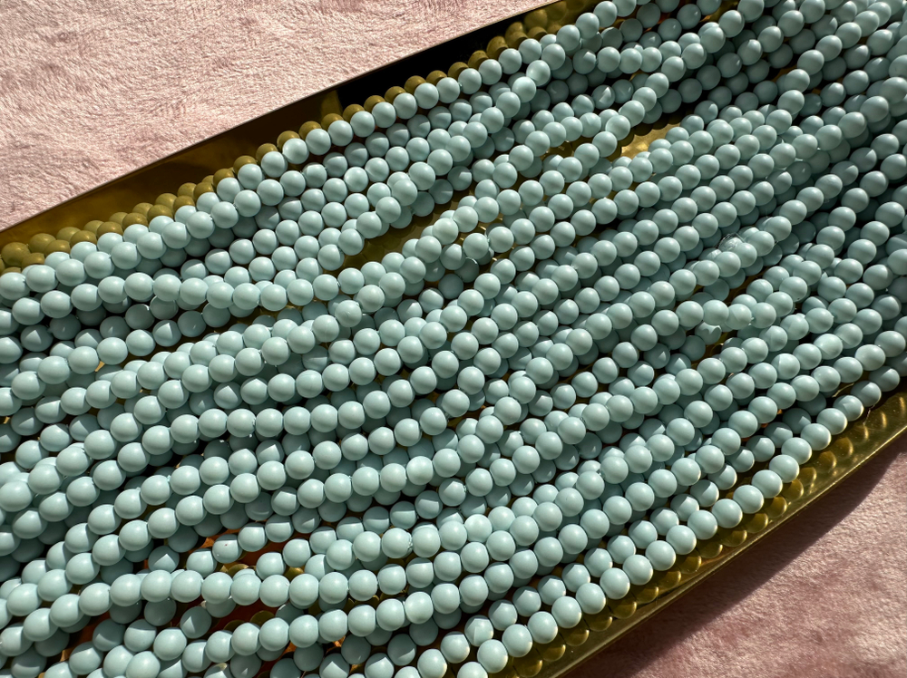 Нить бусин для украшений 4мм, "Майорка-Голубая" (имитация)