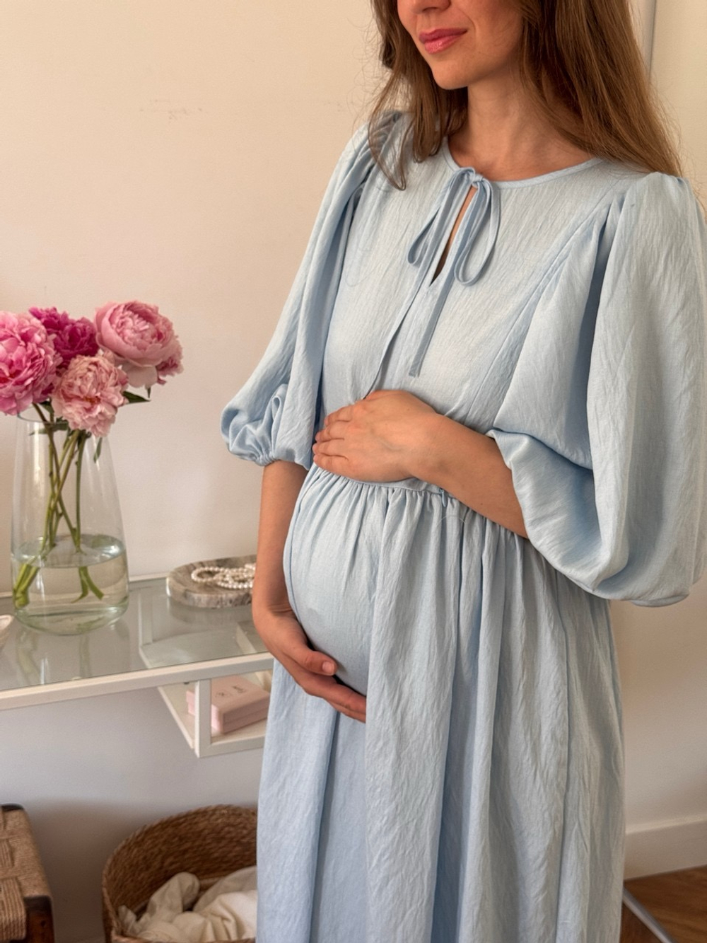 Платье Мари для беременных и кормящих, Голубой