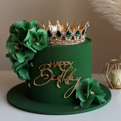 Декоративная корона на торт, золото (Изумрудные камни)