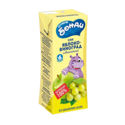 Натуральный сок Бонди Яблоко-виноград 0,2 л