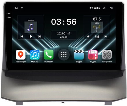 Магнитола для Ford Fiesta MK6 2008-2012 (красный БК, рамка тип 1) - FarCar DX3249M монитор 9.5" IPS на Android 13, 4+64Гб, CarPlay