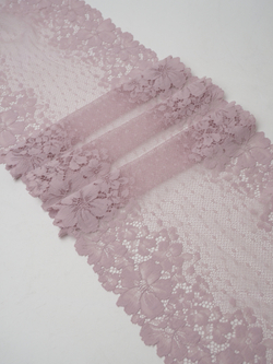 Эластичное кружево пудрово-лиловое ширина 22.5 см