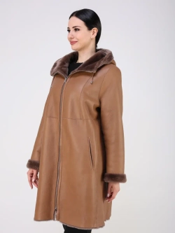 Дубленка зимняя двухсторонняя шуба с капюшоном