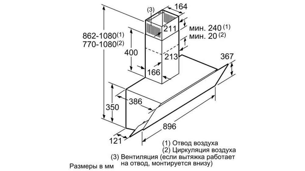 Каминная вытяжка Bosch DWK095G60R