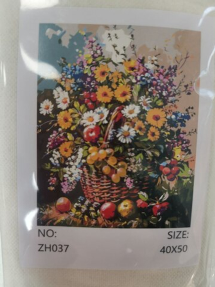 Картина по номерам "Цветы в корзине" 40х50
