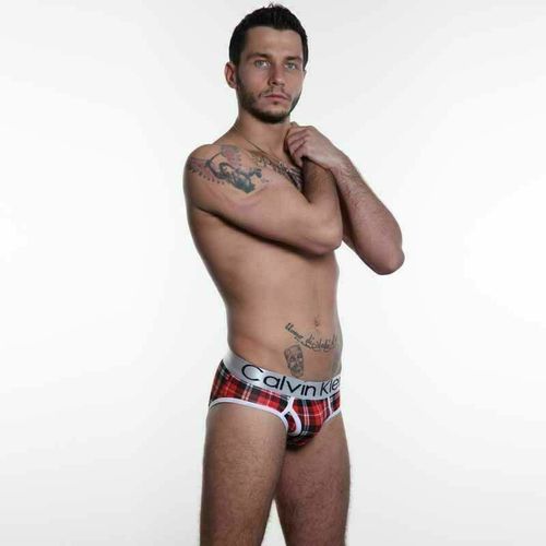Мужские трусы брифы красные в клетку Calvin Klein Red