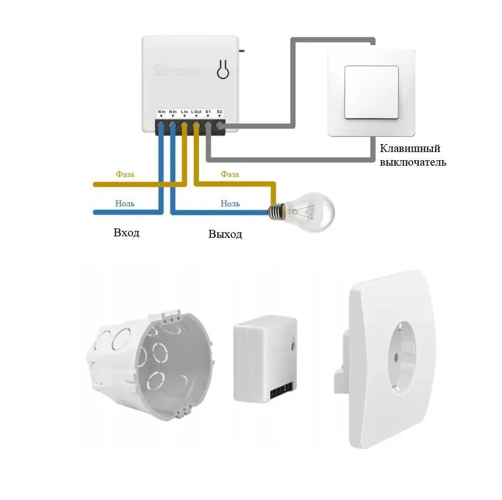 Умное WiFi Реле Sonoff MINIR2 (Работает с Яндекс Алисой)