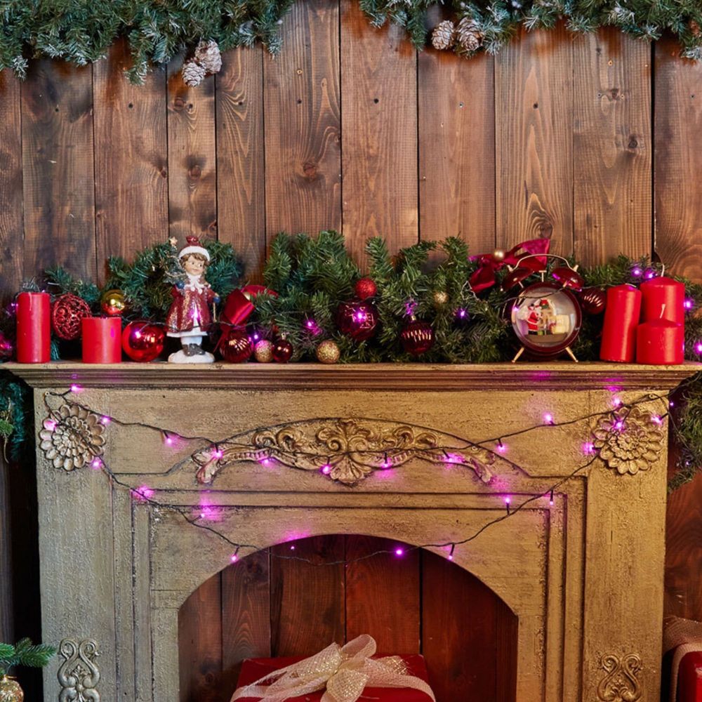 ULD-S0500-050-DGA PINK IP20 Гирлянда светодиодная. 5м. 50 светодиодов. Розовый свет. Провод зеленый. ТМ Uniel