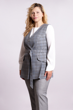 Жилет женский 3693АП, серый/синий #32СС063693АП